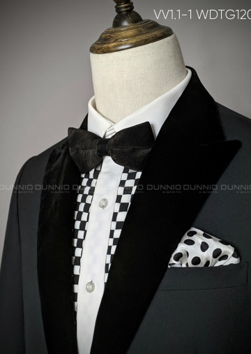 Combo bộ vest nam màu trắng kiểu cổ sam phi đen và áo gile - HMVESTON - Vest  nam đẳng cấp - Nâng tầm phong cách